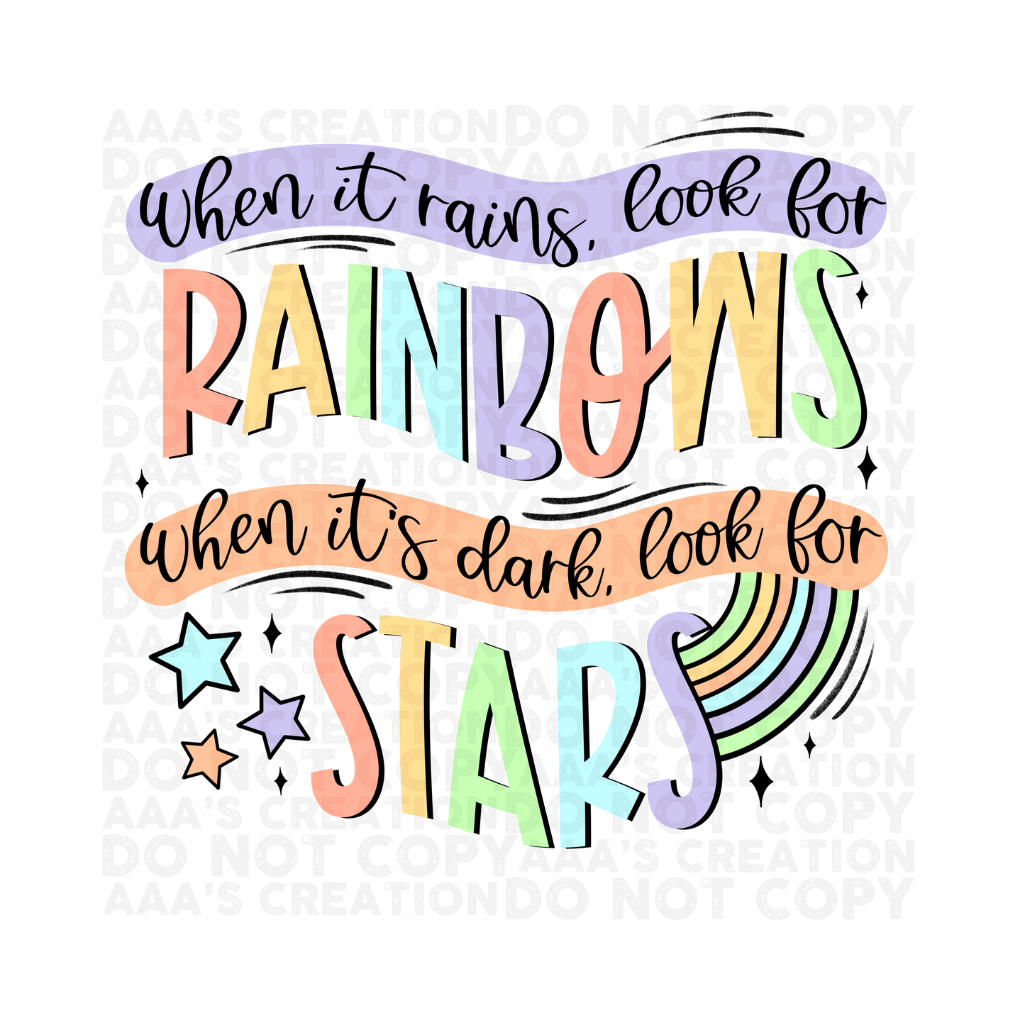 Rainbows Decal - When It Rain - Rainbows, Darkness - Stars