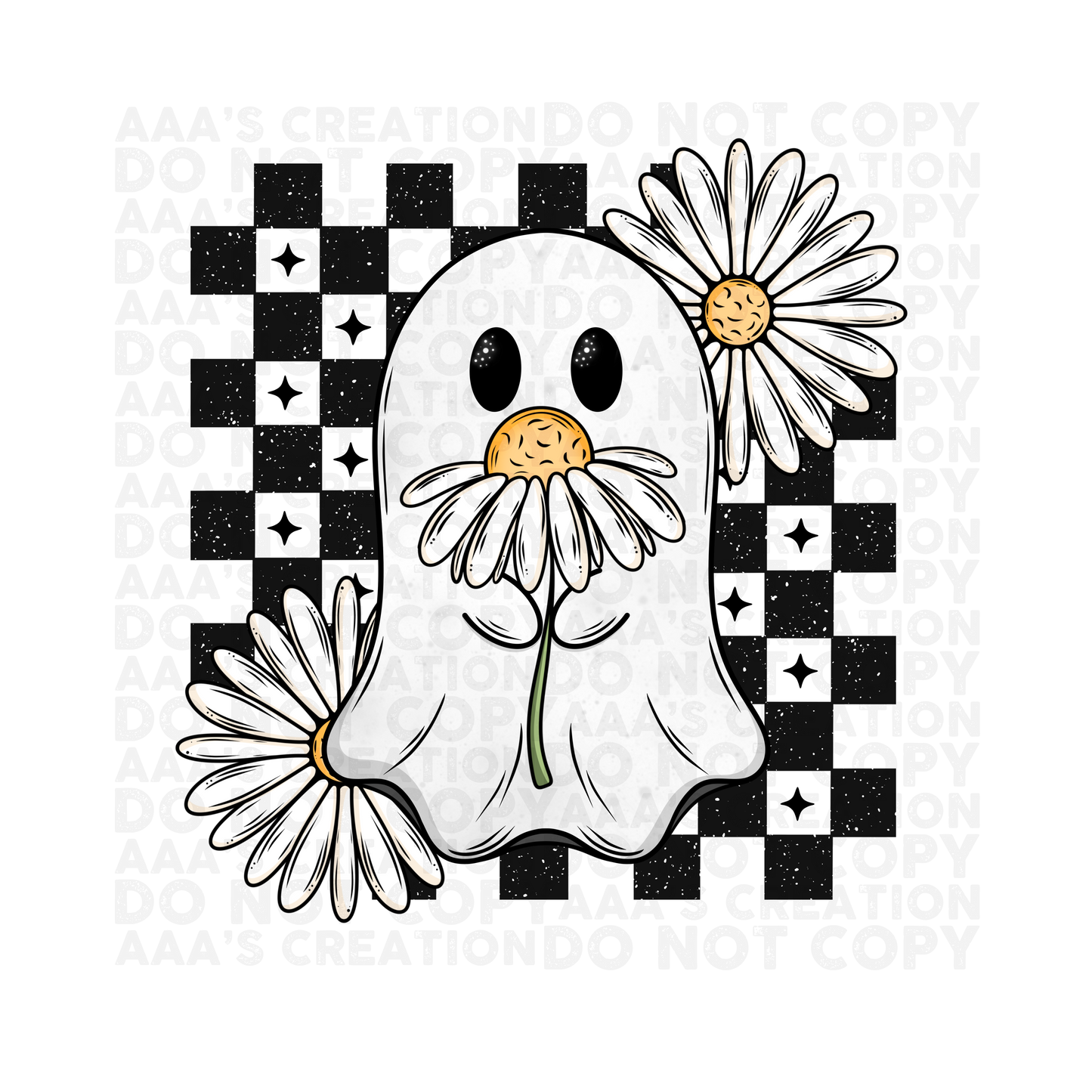 Daisy Ghost Black Decal - Florals