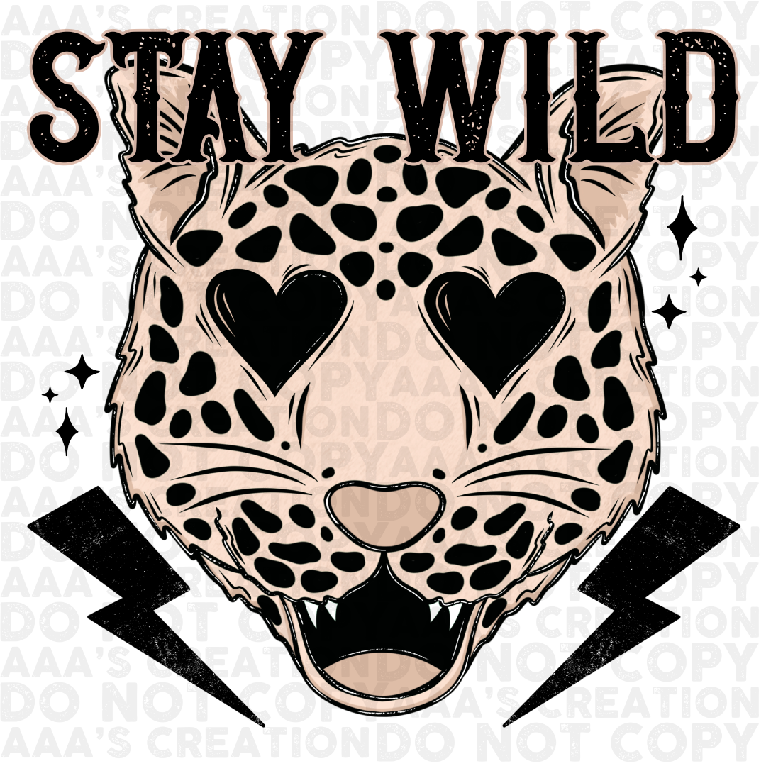 Stay Wild Decal - Cheetah and Lightning Bolts